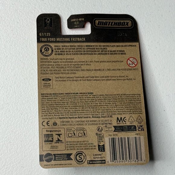 Matchbox 1968 Ford Mustang Fastback Diecast Car Teal Retro Muscle 67/125 - Picture 2 of 6